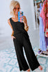 Crinkled U Neck Tank Top and Wide Leg Pants Set